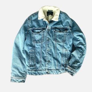 Mens Forever 21 Sherpa Lined Denim Jacket